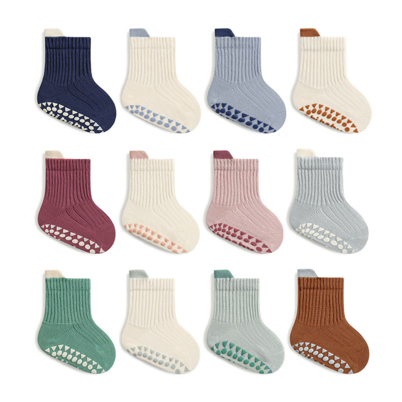 Unisex Baby Socks Non Slip - ถุงเท้าผ้าฝ้ายเด็ก 3 คู่เด็กชายและเด็กหญิงน่ารักสบายระบายอากาศได้ถุงเท้าพื้นกันลื่น