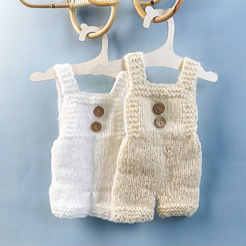 Infant Photography Props Outfit - อุปกรณ์ประกอบฉากถ่ายภาพทารกแรกเกิด ชุดรอมเปอร์ถักไหมโมแฮร์เนื้อนุ่ม ชุดกางเกงขาสั้น สำหรับเด็กชายและเด็กหญิง ชุดถ่ายภาพในสตูดิโอ เสื้อผ้าเด็กอ่อน
