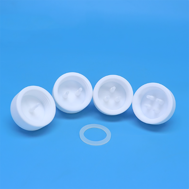 Feeding - หัวป้อน PTFE แบบเต็ม GL45 ฝาขวดป้อนแบบมีรูเดียว สองรู