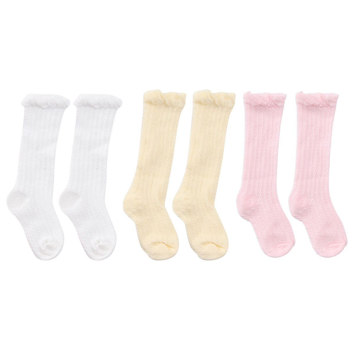Unisex Baby Socks Non Slip - ถุงเท้ายาวกันยุงสำหรับเด็ก 3 คู่ ถุงเท้าผ้าฝ้ายสำหรับฤดูร้อน ตาข่ายระบายอากาศ นุ่ม