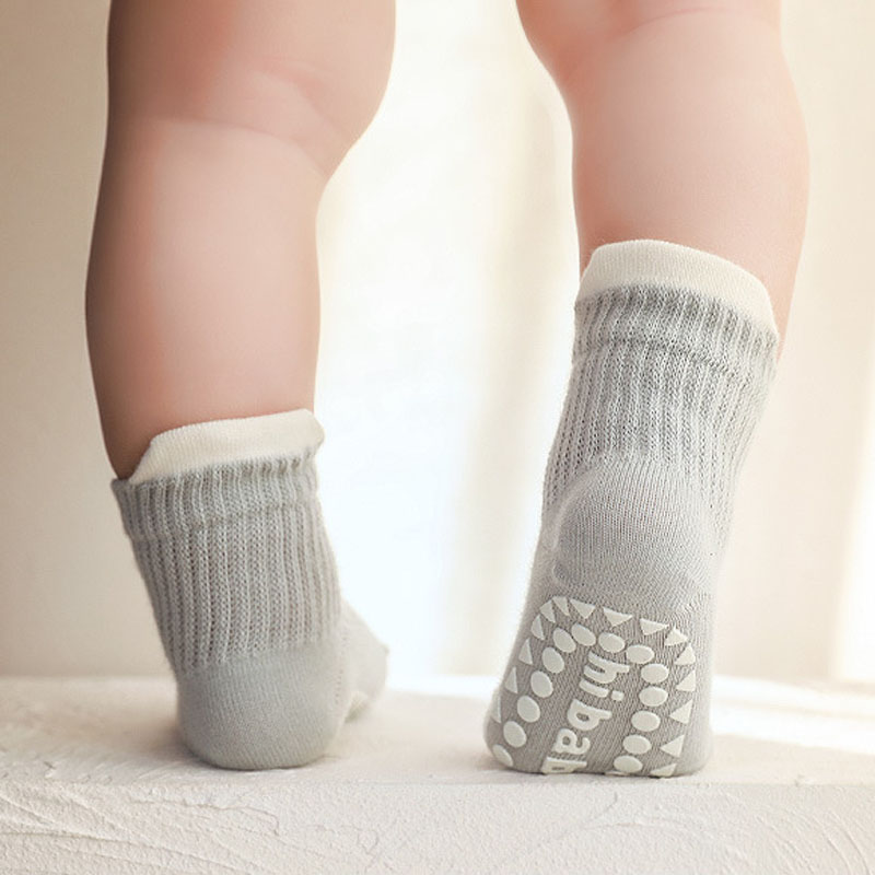 ถุงเท้าผ้าฝ้ายเด็ก 3 คู่เด็กชา - Unisex Baby Socks Non Slip บทวิจารณ์และราคา